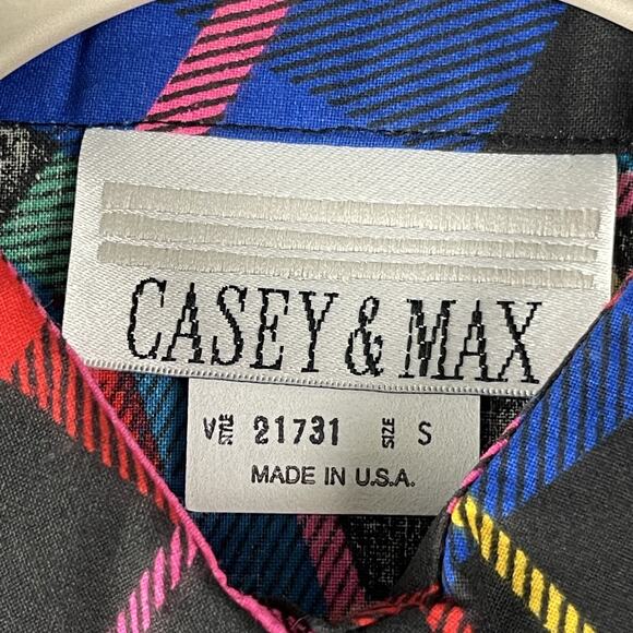 Vintage Casey & Max Top Womens Small Plaid Button Up Short Sleeve Retro 80s NEW - Picture 5 of 13